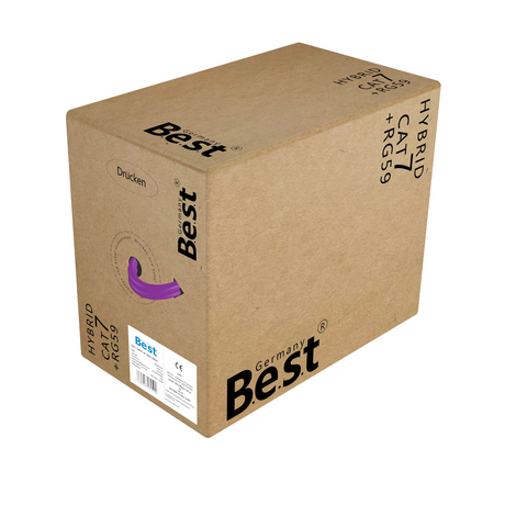 Cat7 LAN Netzwerkkabel + Sat Kabel Hybridkabel 100M 10 Gbit/s –& Koaxialkabel 4-fach Abschirmung – für Streaming, Kamerasysteme, Satellitenempfang