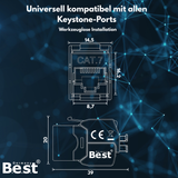 CAT 7 Keystone Netzwerkmodul RJ45 – High-Speed Keystone Buchse, werkzeugfreie Montage, 10 Gbit/s, STP geschirmt, vergoldete Kontakte, kompatibel mit AWG 22–26 & Patchpanel/Netzwerkdosen