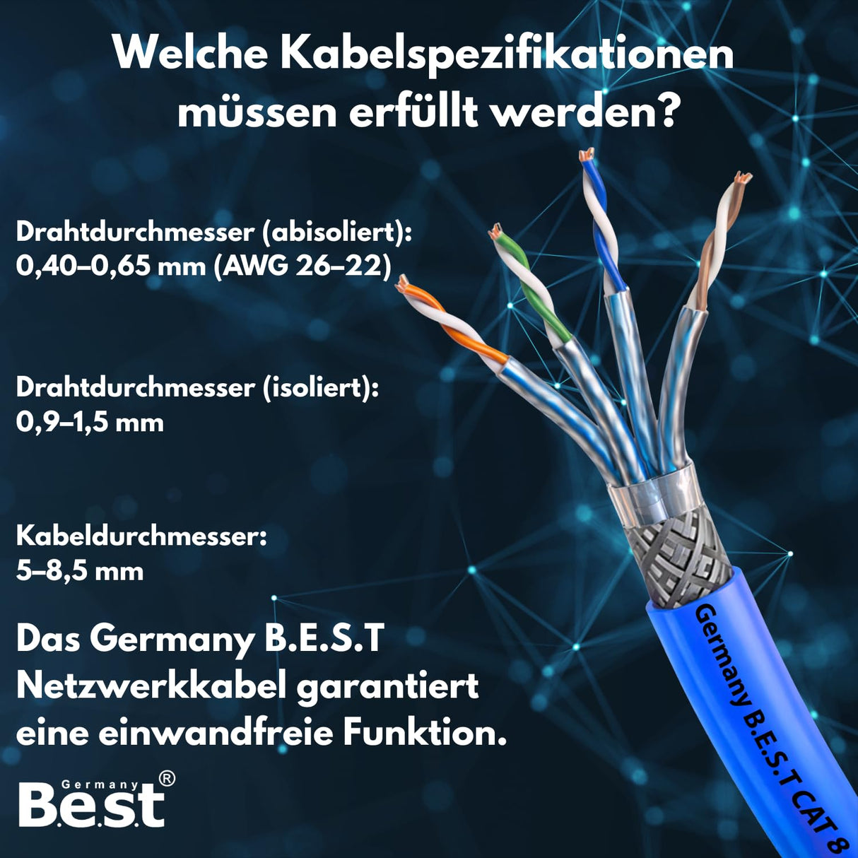 CAT 8 Keystone Netzwerkmodul RJ45 – High-Speed Keystone Buchse, werkzeugfreie Montage, 40 Gbit/s, STP geschirmt, vergoldete Kontakte, kompatibel mit AWG 22–26 & Patchpanel/Netzwerkdosen