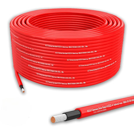 Solarkabel Solarleitung 25-100M 4-6mm² Photovoltaik PV Kabel + 10 Solarstecker Schwarz und Rot