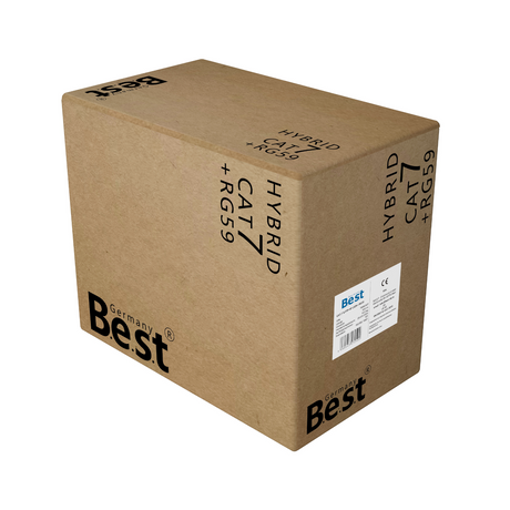 Cat7 LAN Netzwerkkabel + Sat Kabel Hybridkabel 100M 10 Gbit/s –& Koaxialkabel 4-fach Abschirmung – für Streaming, Kamerasysteme, Satellitenempfang