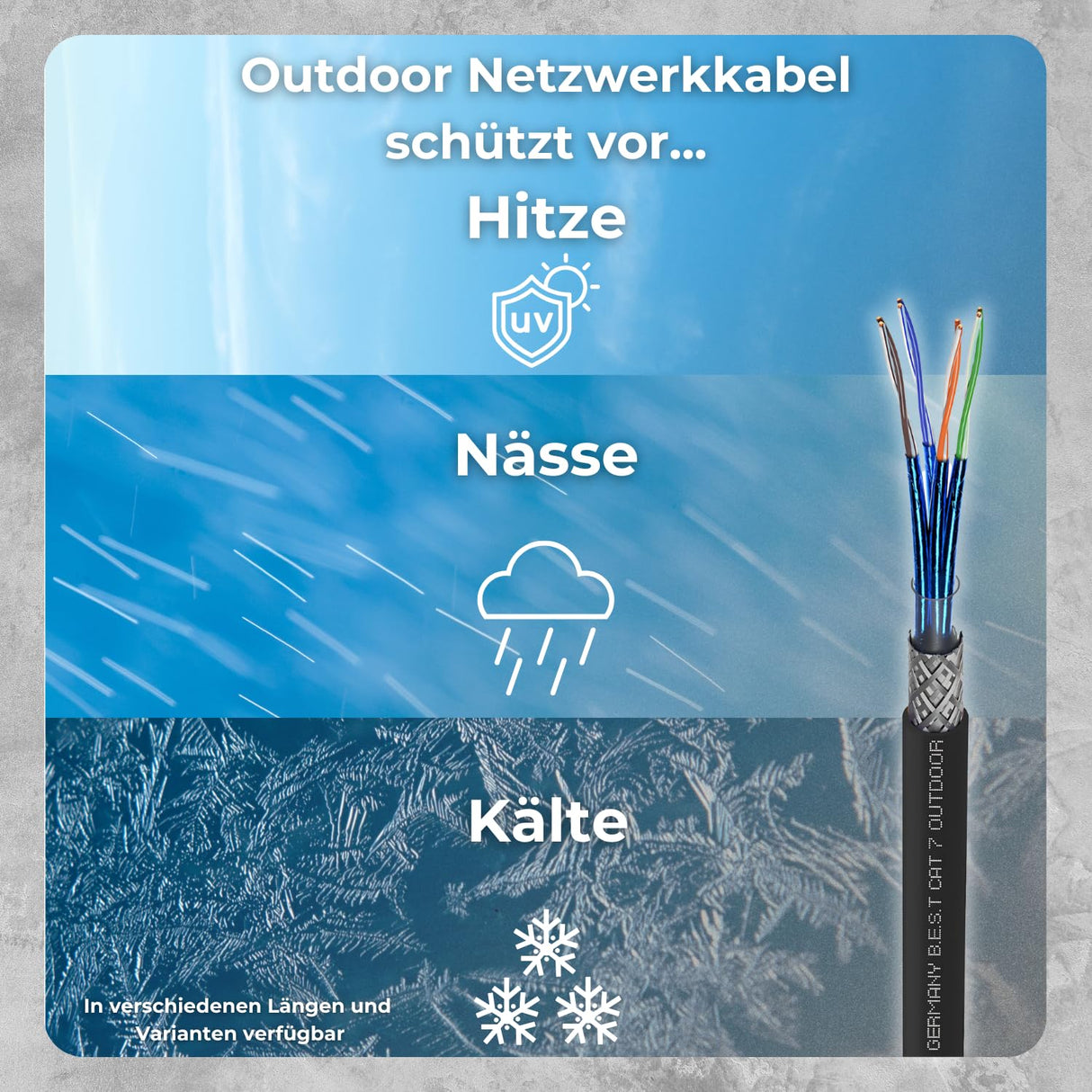 CAT 7 200M Simplex Erdkabel Netzwerkkabel Outdoorkabel LAN Kabel Ethernetkabel S/FTP 10 Gbit/s Kat 7 reines Kupfer PoE+ LSZH Datenkabel
