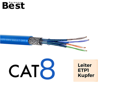 100M CAT 8 Netzwerkkabel Verlegekabel Kupfer LAN Kabel Ethernetkabel S/FTP 40 Gbit/s Kat 8 reines Kupfer Datenkabel PoE++ LSZH Datenkabel Simplex