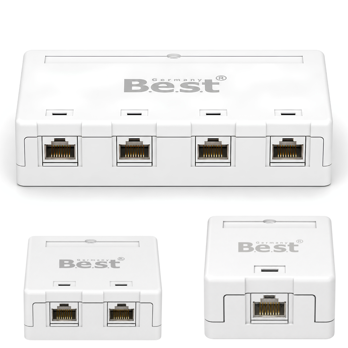 CAT 7 & CAT 8 Netzwerkdose Aufputz mit RJ45 Keystone | 1–4 Port