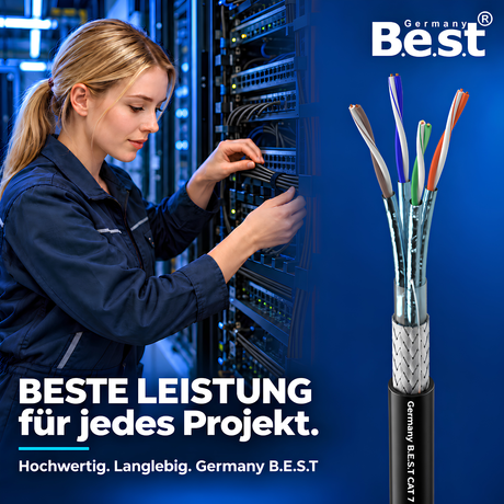 Câble réseau extérieur CAT 7 500M Simplex Câble LAN Câble Ethernet S/FTP 10 Gbit/s Cat 7 cuivre pur PoE+ LSZH Câble de données