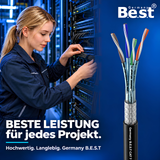 CAT 7 100M Câble réseau simplex enterré Câble extérieur Câble LAN Câble Ethernet S/FTP 10 Gbit/s Cat 7 Cuivre pur PoE+ LSZH Câble de données