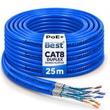 Câble réseau duplex de 25 m CAT 8 Câble d'installation en cuivre Câble LAN Câble Ethernet S/FTP 40 Gbit/s Cat 8 Câble de données en cuivre pur PoE++ Câble de données LSZH
