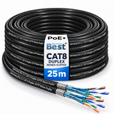 25m Câble Réseau Extérieur Duplex CAT 8 Câble d'Installation Sans Halogène Câble de Pose 40 Gbit/s Câblage CAT8 Câble de Données Réseau CAT8.1 LAN