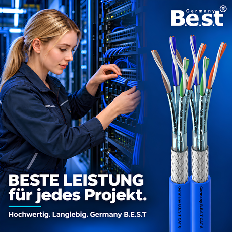 250M CAT 8 Duplex Netzwerkkabel Verlegekabel Kupfer LAN Kabel Ethernetkabel S/FTP 40 Gbit/s Kat 8 reines Kupfer Datenkabel PoE++ LSZH Datenkabel