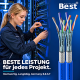 Câble réseau duplex de 25 m CAT 8 Câble d'installation en cuivre Câble LAN Câble Ethernet S/FTP 40 Gbit/s Cat 8 Câble de données en cuivre pur PoE++ Câble de données LSZH