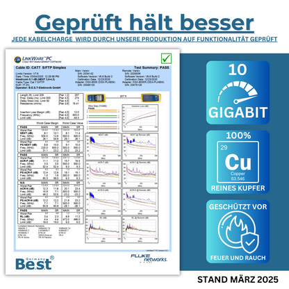 CAT 7 10M Simplex Netzwerkkabel Verlegekabel Kupfer LAN Kabel Ethernetkabel S/FTP 10 Gbit/s Kat 7 reines Kupfer Datenkabel PoE+ LSZH Datenkabel