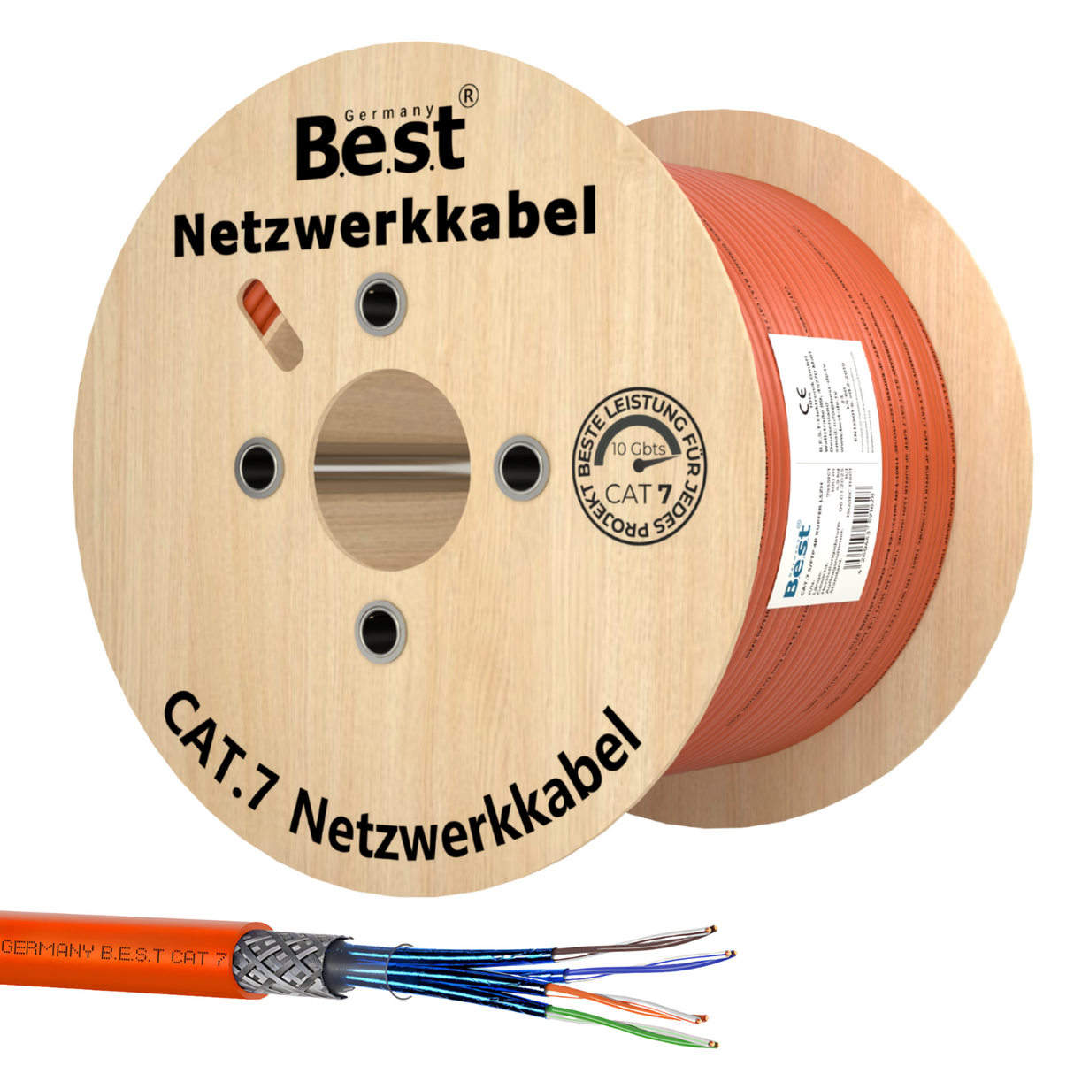 CAT 7 500M Simplex Netzwerkkabel Verlegekabel Kupfer LAN Kabel Ethernetkabel S/FTP 10 Gbit/s Kat 7 reines Kupfer Datenkabel PoE+ LSZH Datenkabel