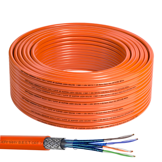 CAT 7 10M Simplex Netzwerkkabel Verlegekabel Kupfer LAN Kabel Ethernetkabel S/FTP 10 Gbit/s Kat 7 reines Kupfer Datenkabel PoE+ LSZH Datenkabel