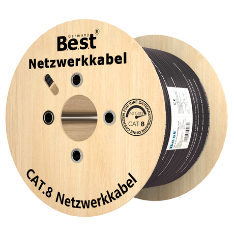 500m CAT 8 Outdoor Netzwerkkabel Verlegekabel Halogenfrei Installationskabel 40 Gbit/s CAT8 Verkabelung Netzwerk Datenkabel CAT8.1 LAN