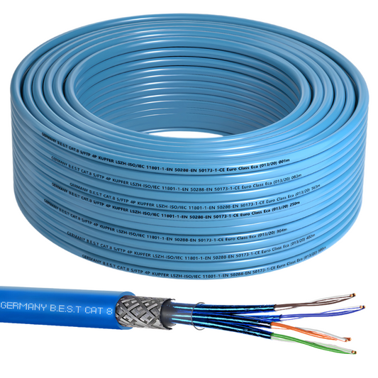 25M CAT 8 Duplex Netzwerkkabel Verlegekabel Kupfer LAN Kabel Ethernetkabel S/FTP 40 Gbit/s Kat 8 reines Kupfer Datenkabel PoE++ LSZH Datenkabel