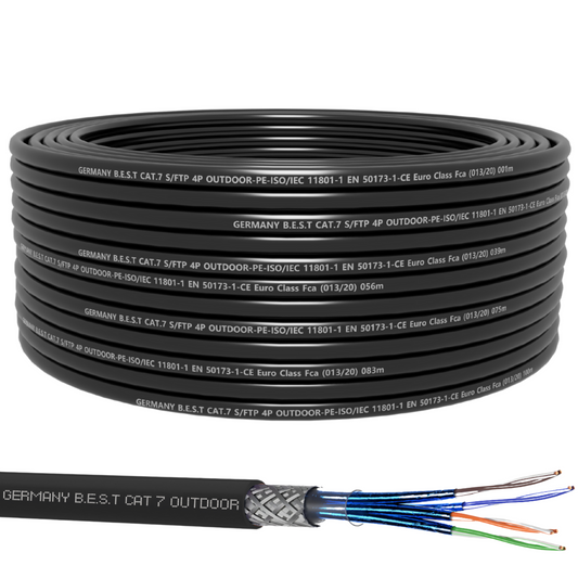 CAT 7 25M Simplex Erdkabel Netzwerkkabel Outdoorkabel LAN Kabel Ethernetkabel S/FTP 10 Gbit/s Kat 7 reines Kupfer PoE+ LSZH Datenkabel