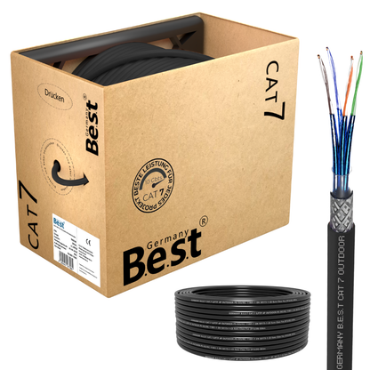 CAT 7 200M Simplex Erdkabel Netzwerkkabel Outdoorkabel LAN Kabel Ethernetkabel S/FTP 10 Gbit/s Kat 7 reines Kupfer PoE+ LSZH Datenkabel