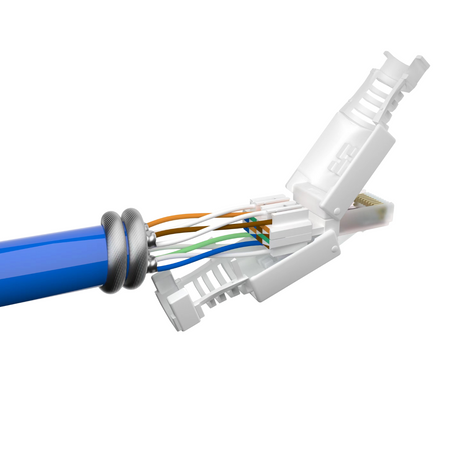 Netzwerkstecker RJ45 CAT7 CAT6 werkzeugfrei weiß - Werkzeugloser LAN UTP Kabel Stecker für CAT5, CAT6, CAT7 - Geeignet für Verlege- und Patchkabel