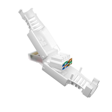 Netzwerkstecker RJ45 CAT7 CAT6 werkzeugfrei weiß - Werkzeugloser LAN UTP Kabel Stecker für CAT5, CAT6, CAT7 - Geeignet für Verlege- und Patchkabel