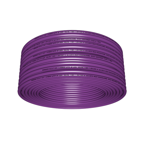 Cat7 LAN Netzwerkkabel + Sat Kabel Hybridkabel 50M 10 Gbit/s –& Koaxialkabel 4-fach Abschirmung – für Streaming, Kamerasysteme, Satellitenempfang