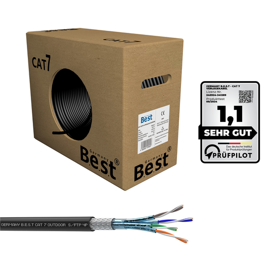 CAT 7 Outdoor Verlegekabel 100m Simplex Gigabit Netzwerkkabel KUPFER