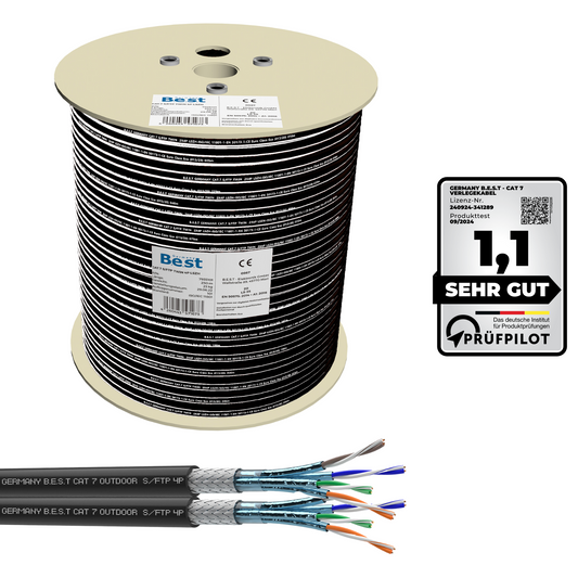 CAT 7 Outdoor Verlegekabel 250m Duplex Gigabit Netzwerkkabel KUPFER