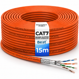 CAT 7 15M Simplex Netzwerkkabel Verlegekabel Kupfer LAN Kabel Ethernetkabel S/FTP 10 Gbit/s Kat 7 reines Kupfer Datenkabel PoE+ LSZH Datenkabel