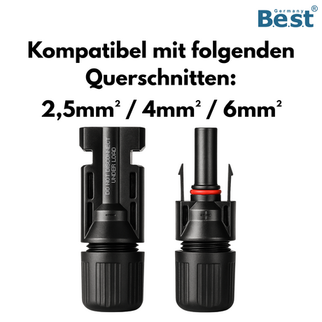 Solarstecker Set inkl. 2 Werkzeuge – Solarpanel Stecker Männlich/Weiblich, IP67 wasserdicht, PV Solarstecker kompatibel mit 4–6 mm² Solarkabel, Stecker für Solaranlage