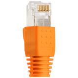 RJ45 Netzwerkstecker Orange für Datenkabel – Geschirmte LAN-Anschlüsse mit Knickschutz & Einfädelhilfe, kompatibel mit CAT6A/CAT7, für 10Gbit-Verbindungen und POE