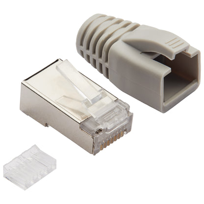RJ45 Netzwerkstecker für Datenkabel – mit Knickschutz, Einführhilfe & Zugentlastung für CAT6/CAT6A/CAT7 Kabel