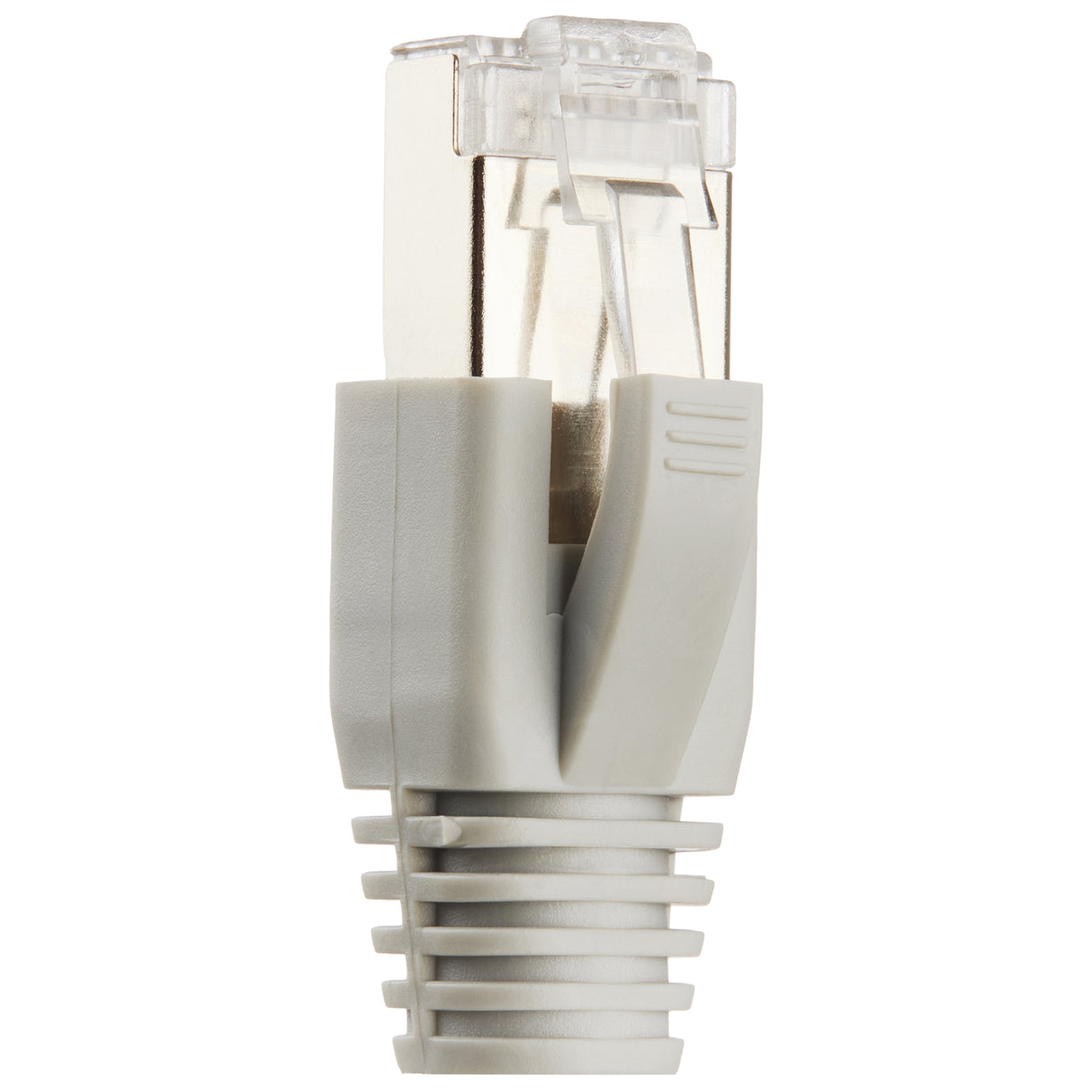 RJ45 Netzwerkstecker Grau für Datenkabel – mit Knickschutz, Einführhilfe & Zugentlastung für CAT6/CAT6A/CAT7 Kabel