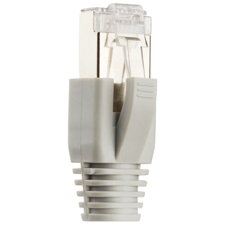 RJ45 Netzwerkstecker Grau für Datenkabel – mit Knickschutz, Einführhilfe & Zugentlastung für CAT6/CAT6A/CAT7 Kabel