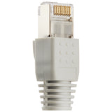 RJ45 Netzwerkstecker Grau für Datenkabel – mit Knickschutz, Einführhilfe & Zugentlastung für CAT6/CAT6A/CAT7 Kabel
