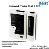 Kabeltester Netzwerktester für RJ45 & RJ11 Stecker