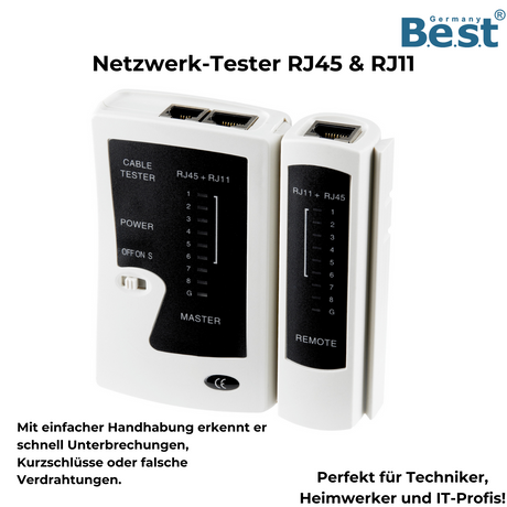 Testeur de câble réseau pour connecteurs RJ45 et RJ11