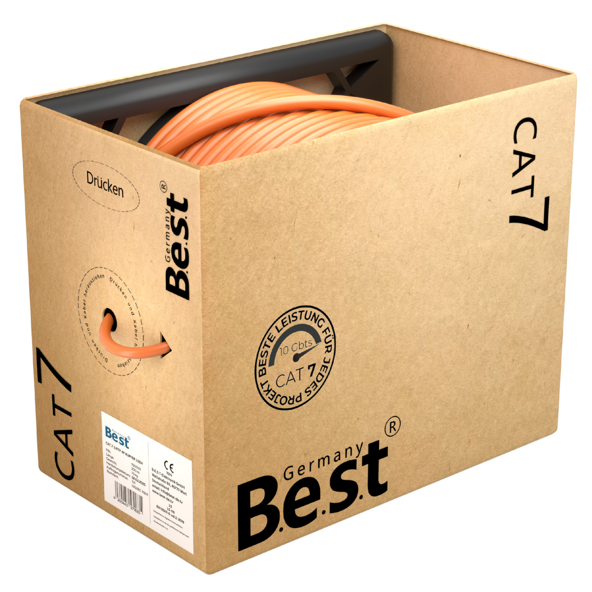 CAT 7 200M Simplex Netzwerkkabel Verlegekabel Kupfer LAN Kabel Ethernetkabel S/FTP 10 Gbit/s Kat 7 reines Kupfer Datenkabel PoE+ LSZH Datenkabel