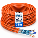 CAT 7 25M Duplex Netzwerkkabel Verlegekabel Kupfer LAN Kabel Ethernetkabel S/FTP 10 Gbit/s Kat 7 reines Kupfer Datenkabel PoE+ LSZH Datenkabel