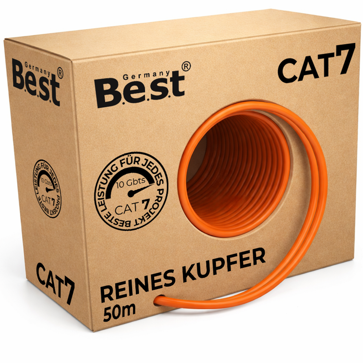 CAT 7 50M Duplex Netzwerkkabel Verlegekabel Kupfer LAN Kabel Ethernetkabel S/FTP 10 Gbit/s Kat 7 reines Kupfer Datenkabel PoE+ LSZH Datenkabel