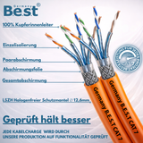 CAT 7 25M Duplex Netzwerkkabel Verlegekabel Kupfer LAN Kabel Ethernetkabel S/FTP 10 Gbit/s Kat 7 reines Kupfer Datenkabel PoE+ LSZH Datenkabel