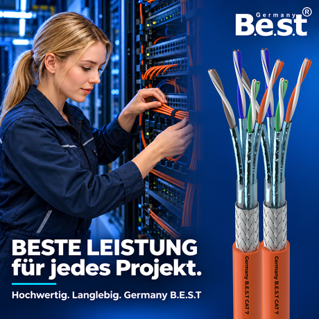 CAT 7 100M Duplex Netzwerkkabel Verlegekabel Kupfer LAN Kabel Ethernetkabel S/FTP 10 Gbit/s Kat 7 reines Kupfer Datenkabel PoE+ LSZH Datenkabel