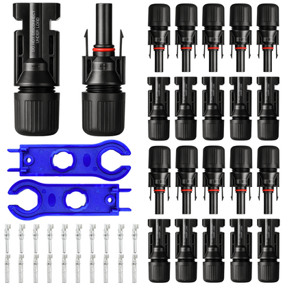 10 Paar Solarstecker Set inkl. 2 Werkzeuge – Solarpanel Stecker Männlich/Weiblich, IP67 wasserdicht, PV Solarstecker kompatibel mit 4–6 mm² Solarkabel, Stecker für Solaranlage