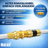 SAT Antennenkabel Koaxialkabel 135 dB Class A+ – Digital HDTV / 4K / 3D / UHD – vergoldet – 1× 90° Winkelstecker & 1x F-Verbinder inkl. – Satellitenkabel für Receiver, Router & Modem