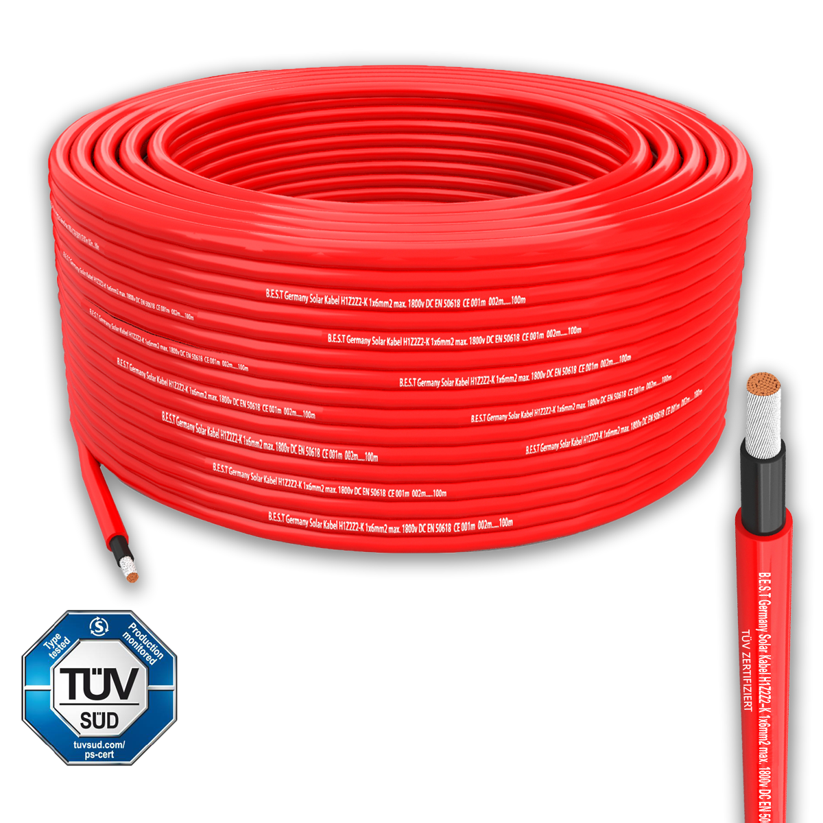Solarkabel 4 mm2 H1Z2Z2-K PV Kabel für Solaranlagen Rot 100m 0% MwSt. – AMK ELEKTRO Solarkabel 4 mm2 H1Z2Z2-K PV Kabel für Solaranlagen Rot 100m 0% MwSt. – AMK ELEKTRO