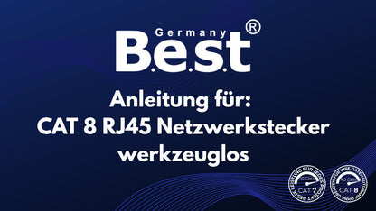 CAT 8 RJ45 Stecker  – werkzeuglose Netzwerkstecker für Ethernet, Verlegekabel & Netzwerkkabel | Gigabit fähig, STP geschirmt, 40 Gbit/s, vergoldete Kontakte