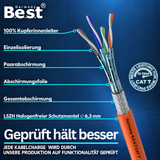 Câble réseau CAT 7 500M Simplex Câble de pose Cuivre Câble LAN Câble Ethernet S/FTP 10 Gbit/s Cat 7 Cuivre pur Câble de données PoE+ Câble de données LSZH