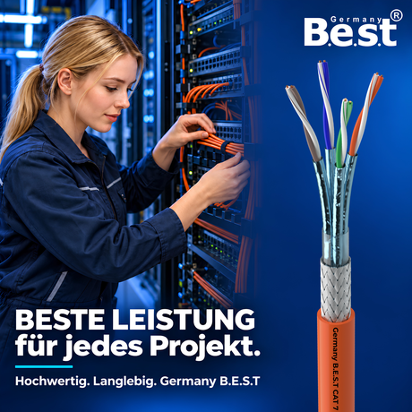 CAT 7 500M Simplex Netzwerkkabel Verlegekabel Kupfer LAN Kabel Ethernetkabel S/FTP 10 Gbit/s Kat 7 reines Kupfer Datenkabel PoE+ LSZH Datenkabel